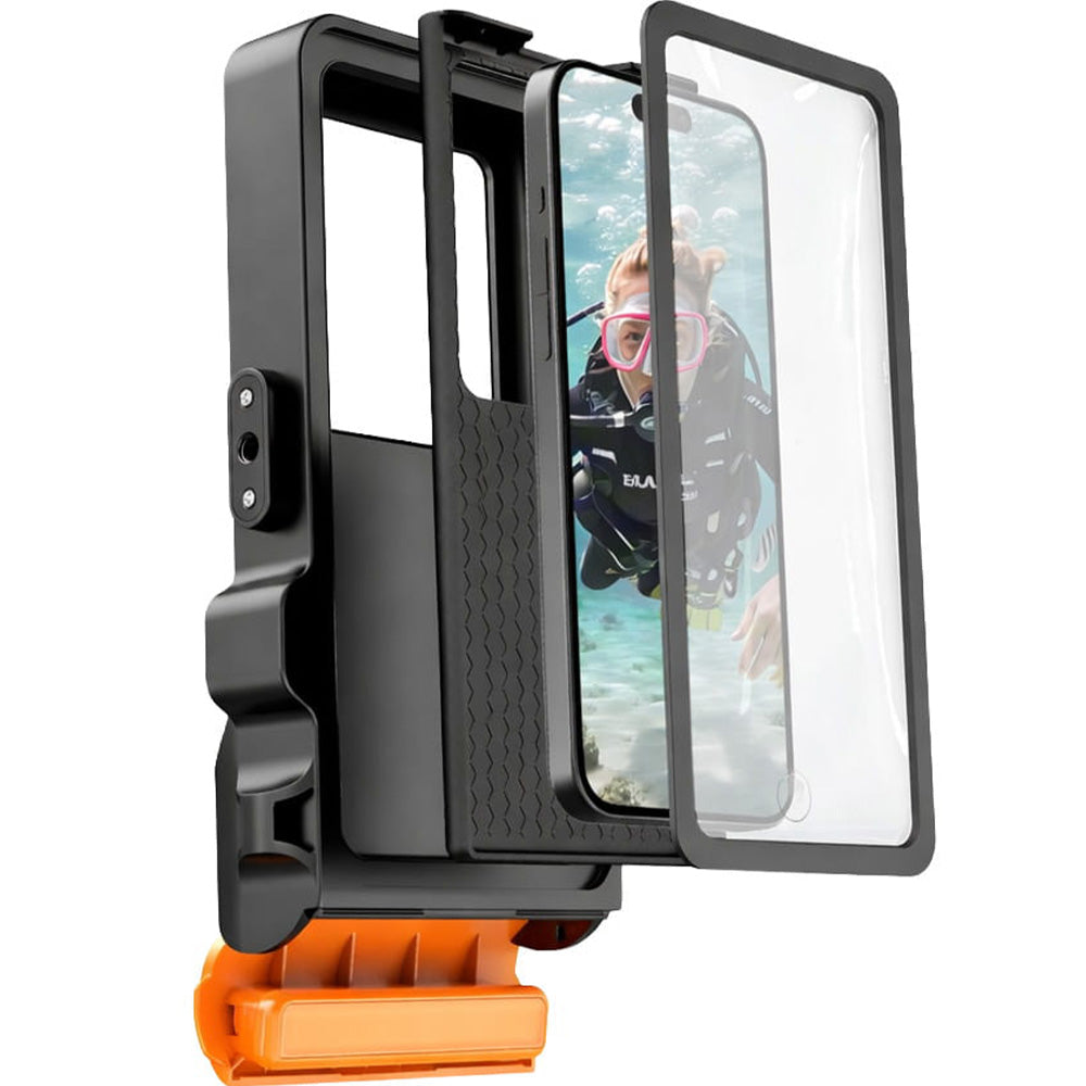 Wasserdichte Hülle für Smartphone 4,7-6,9", Tech-Protect IPX8 PRO Universal Diving Waterproof Case, Schwarz-Orange