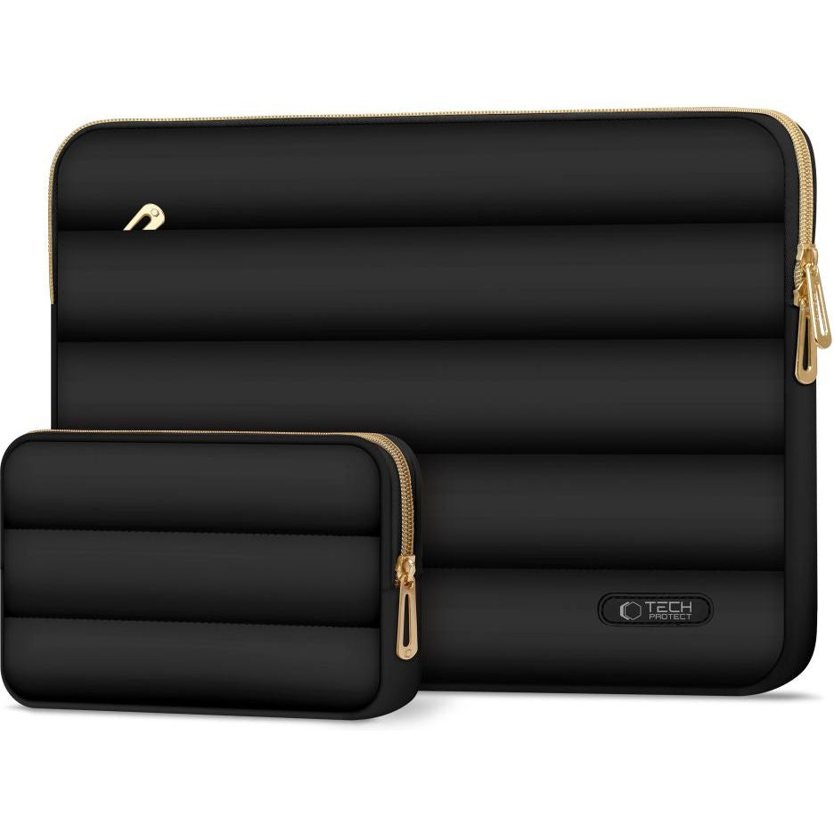 Schutzhülle für Laptop 13" - 14" + kleine Zubehörtasche, Tech-Protect Puffy, Schwarz