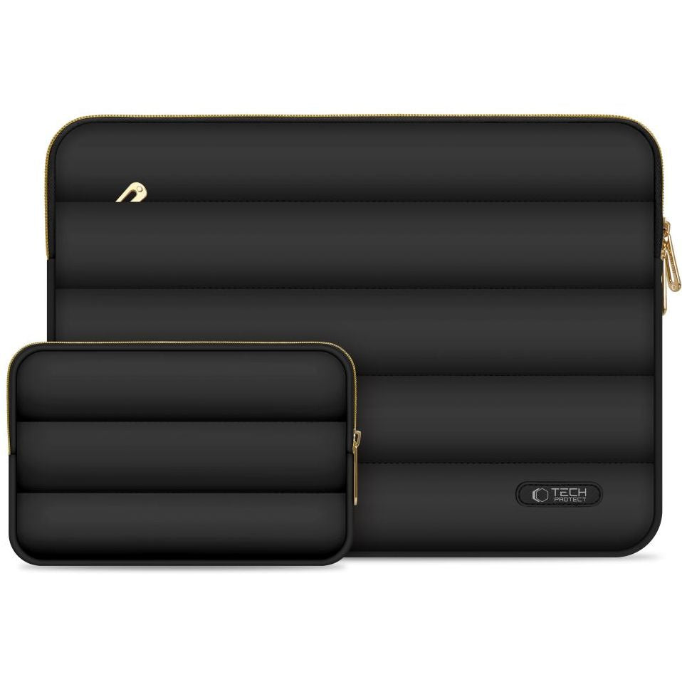 Schutzhülle für Laptop 13" - 14" + kleine Zubehörtasche, Tech-Protect Puffy, Schwarz