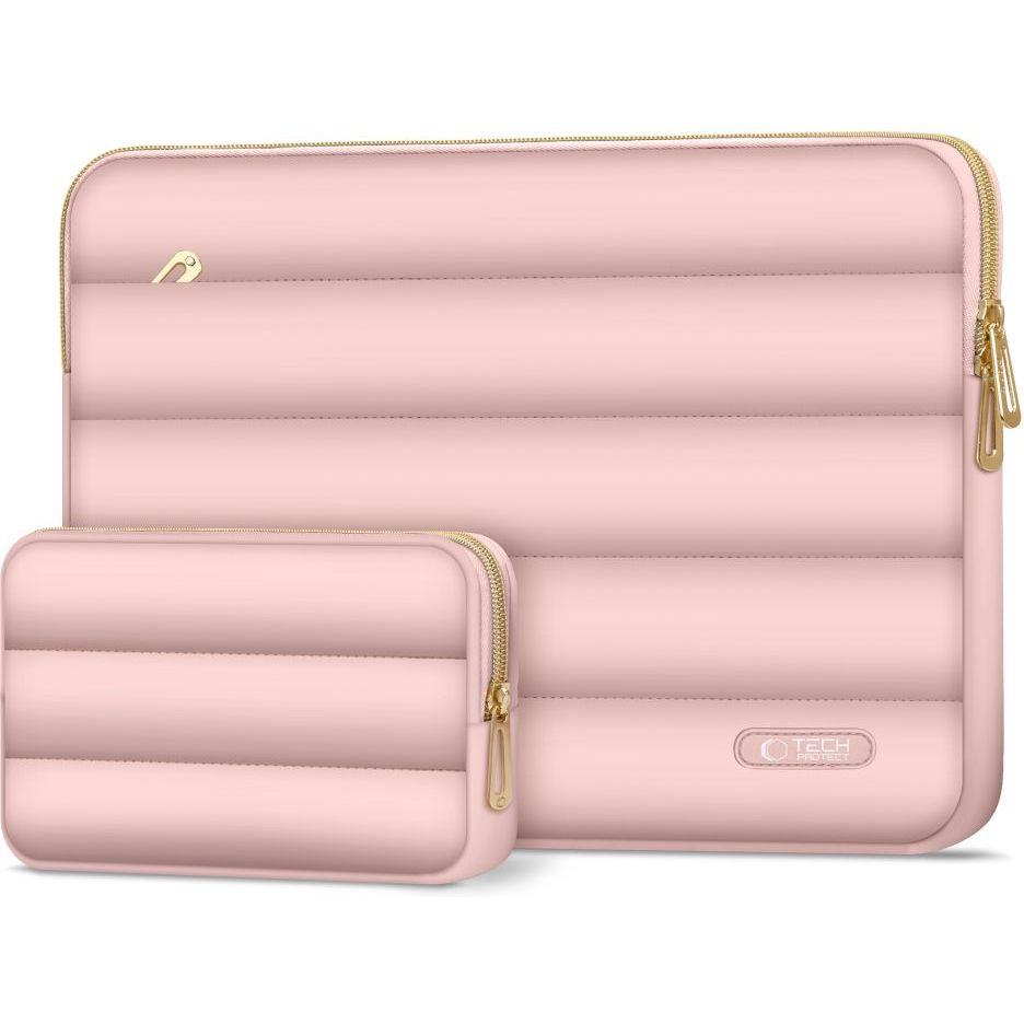 Schutzhülle für Laptop 13" - 14" + kleine Zubehörtasche, Tech-Protect Puffy, Rosa
