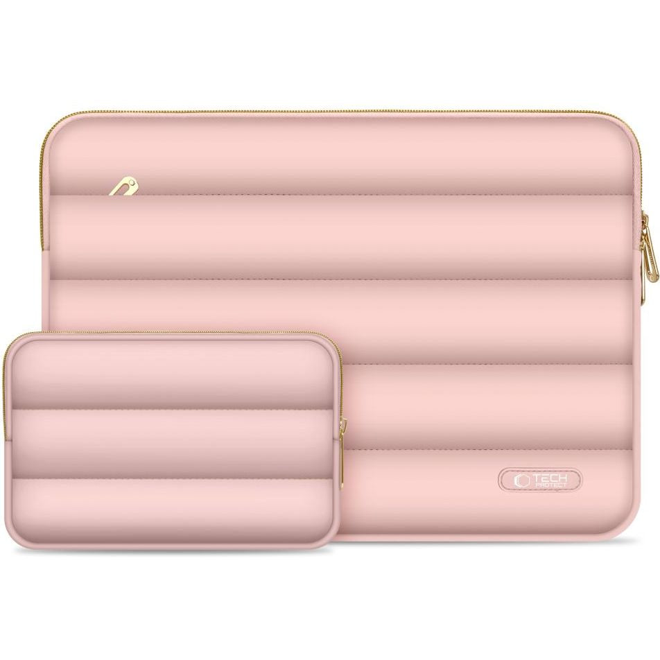 Schutzhülle für Laptop 13" - 14" + kleine Zubehörtasche, Tech-Protect Puffy, Rosa