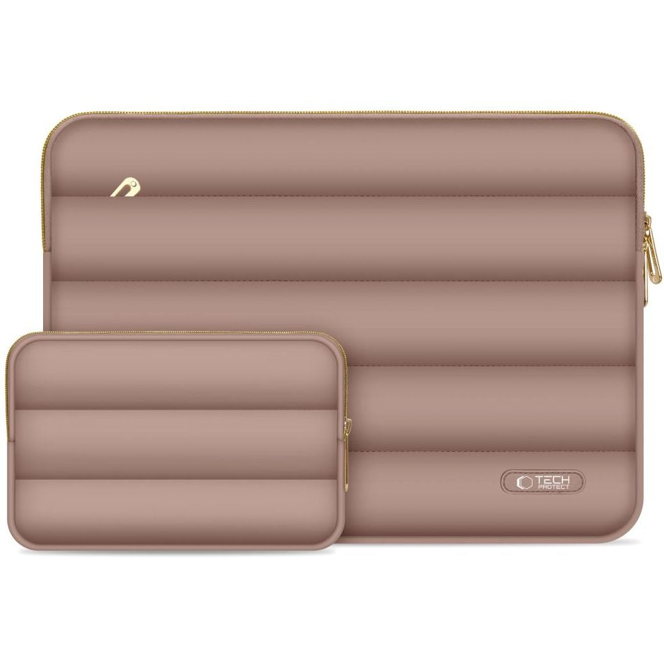 Schutzhülle für Laptop 15" - 16" + kleine Zubehörtasche, Tech-Protect Puffy, Braun