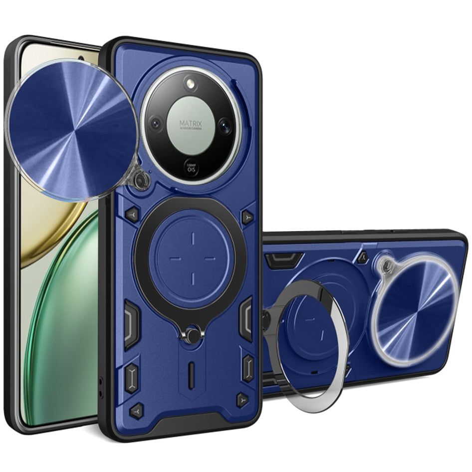 Handyhülle mit CamShield für Honor Magic8 Lite, Techsuit CamGuard Pro, Blau-Schwarz