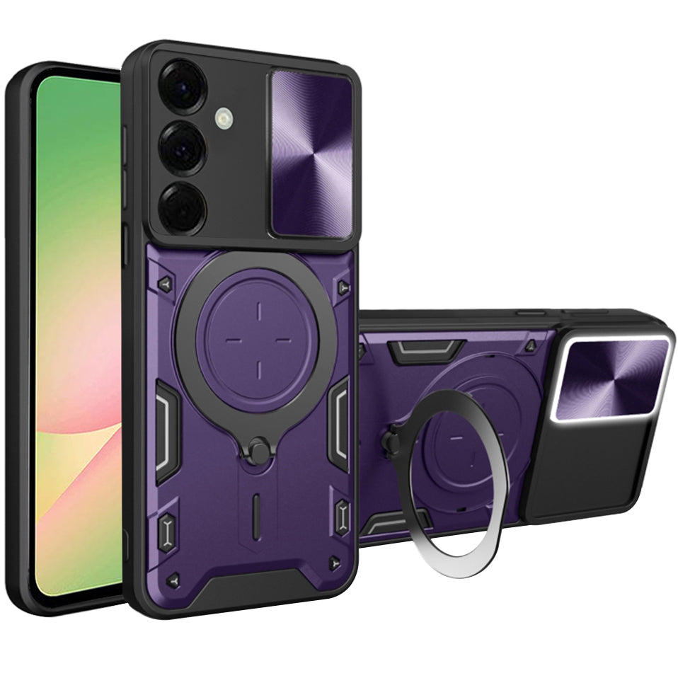 Handyhülle mit CamShield für Galaxy A57 5G, Techsuit CamGuard Pro, Violett / Schwarz