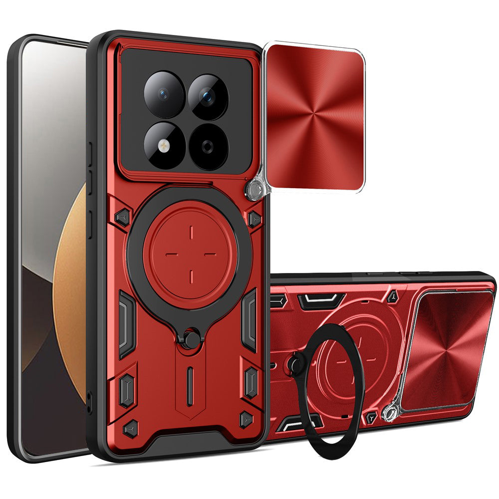 Handyhülle mit CamShield für Xiaomi Redmi Note 15 Pro 5G, Techsuit CamGuard Pro, Rot und Schwarz