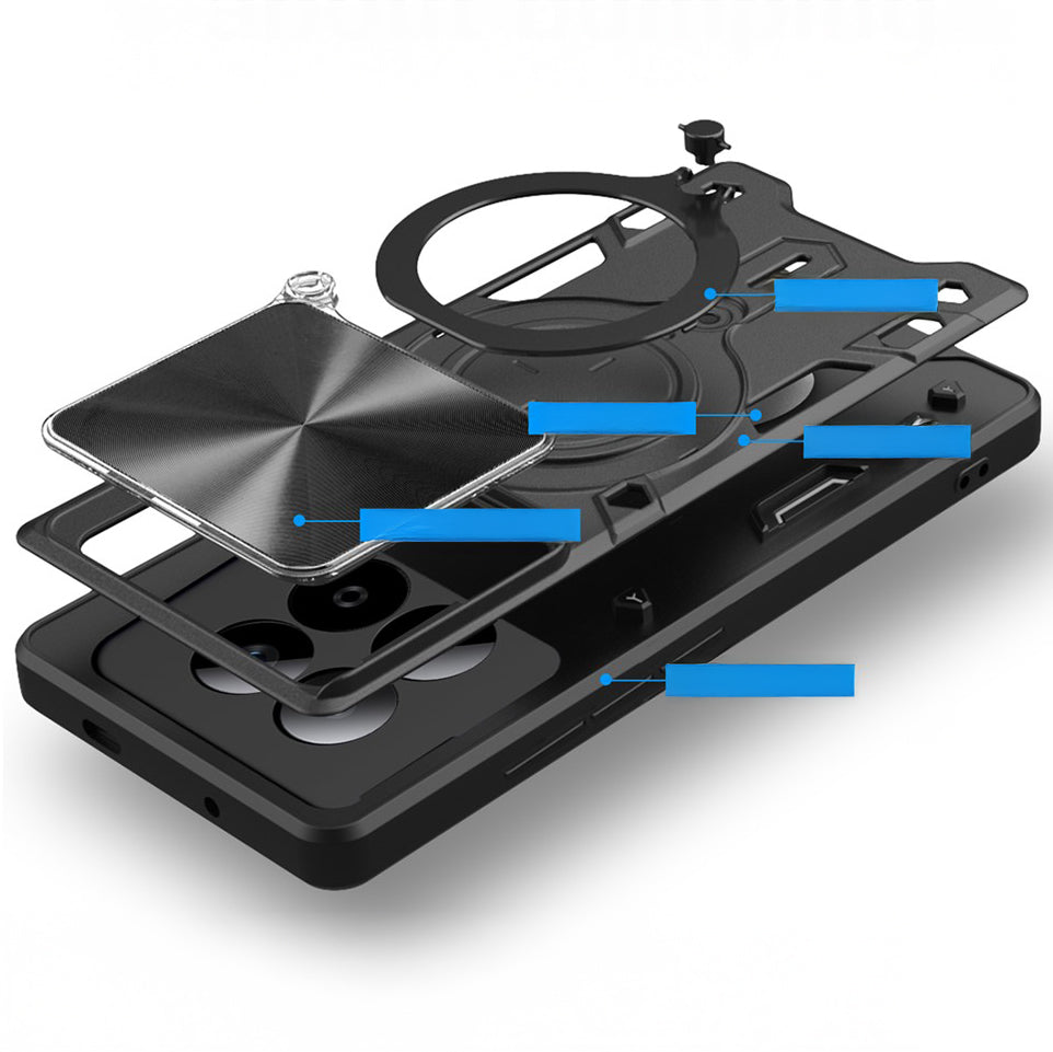 Handyhülle mit CamShield für Xiaomi Redmi Note 15 Pro Plus 5G / POCO M8 Pro 5G, Techsuit CamGuard Pro, Schwarz