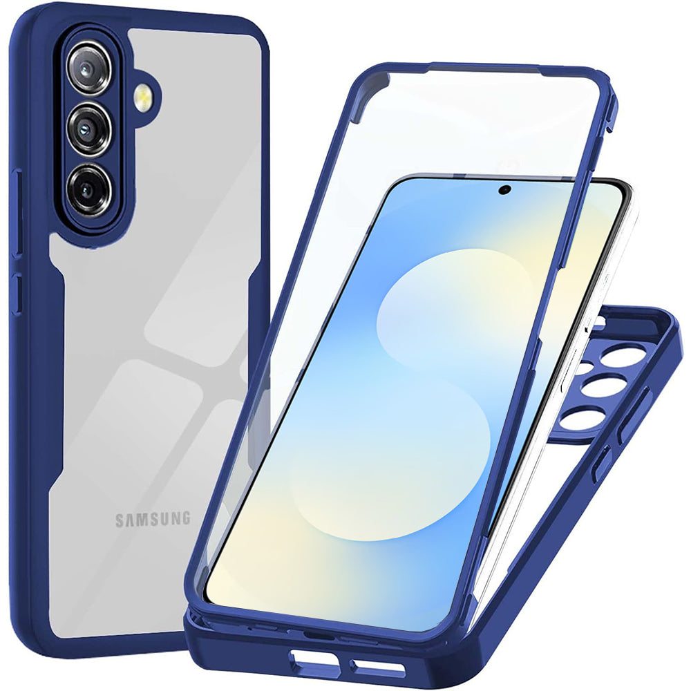 Handyhülle 360° mit Displayschutz für Galaxy A57 5G, Techsuit ColorVerse, Transparent und Dunkelblau