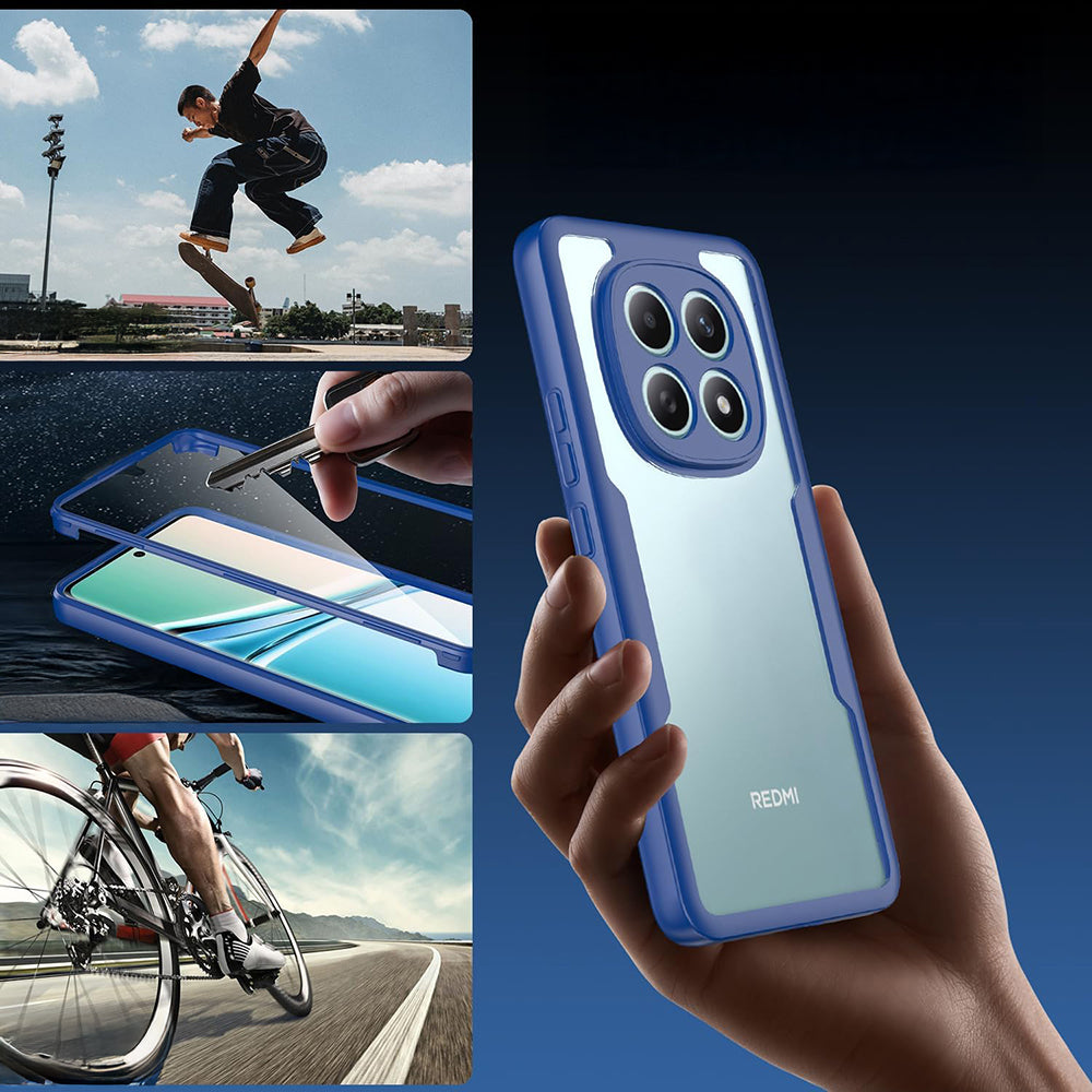 Handyhülle 360° mit Displayschutz für Xiaomi Redmi Note 15 4G, Techsuit ColorVerse, Transparent und Dunkelblau