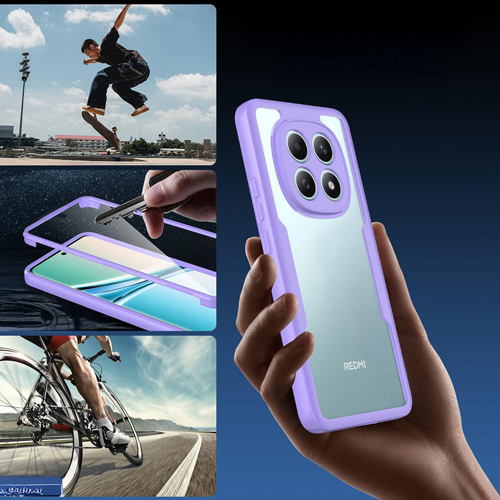 Handyhülle 360° mit Displayschutz für Xiaomi Redmi Note 15 5G / POCO M8 5G, Techsuit ColorVerse, Transparent-Violett