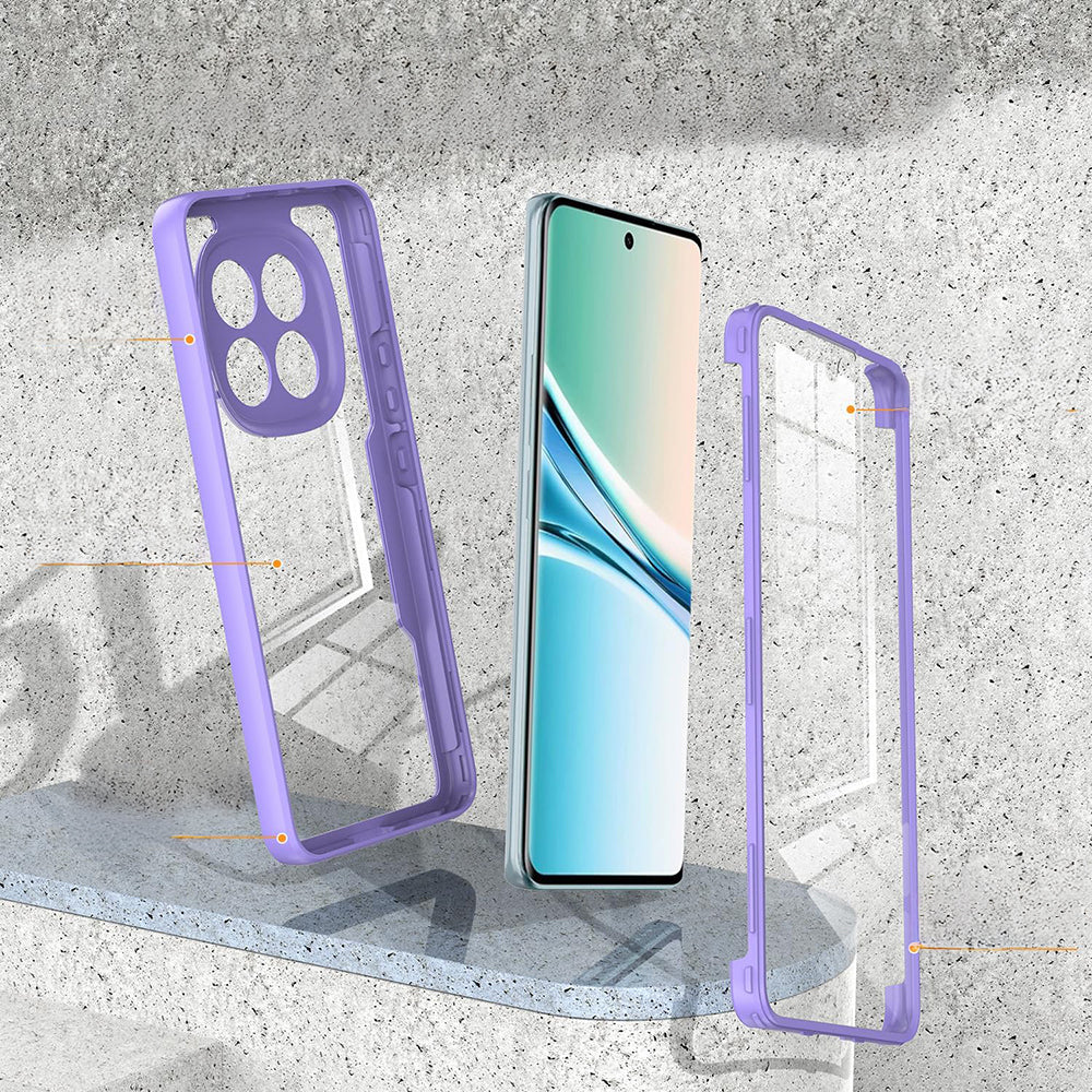 Handyhülle 360° mit Displayschutz für Xiaomi Redmi Note 15 5G / POCO M8 5G, Techsuit ColorVerse, Transparent-Violett