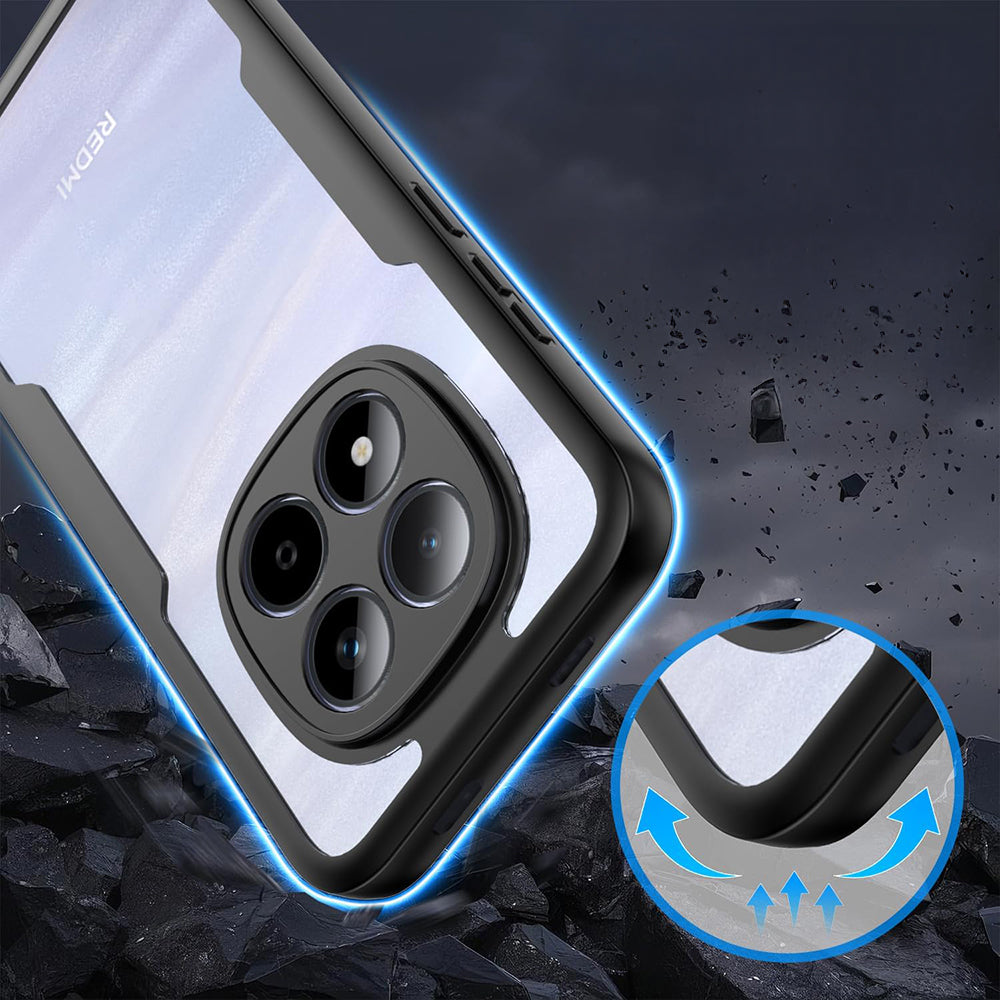 Handyhülle 360° mit Displayschutz für Xiaomi Redmi Note 15 Pro 5G, Techsuit ColorVerse, Transparent mit schwarzen Rahmen