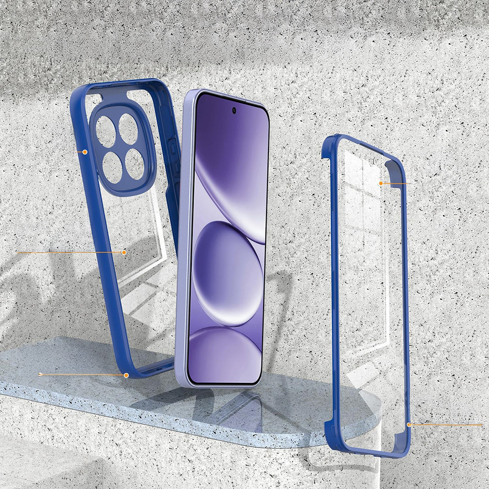 Handyhülle 360° mit Displayschutz für Xiaomi Redmi Note 15 Pro 5G, Techsuit ColorVerse, Transparent und Dunkelblau