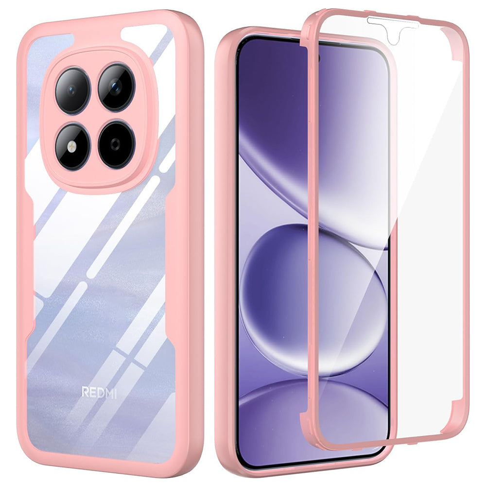 Handyhülle 360° mit Displayschutz für Xiaomi Redmi Note 15 Pro 5G, Techsuit ColorVerse, Transparent und Rosa