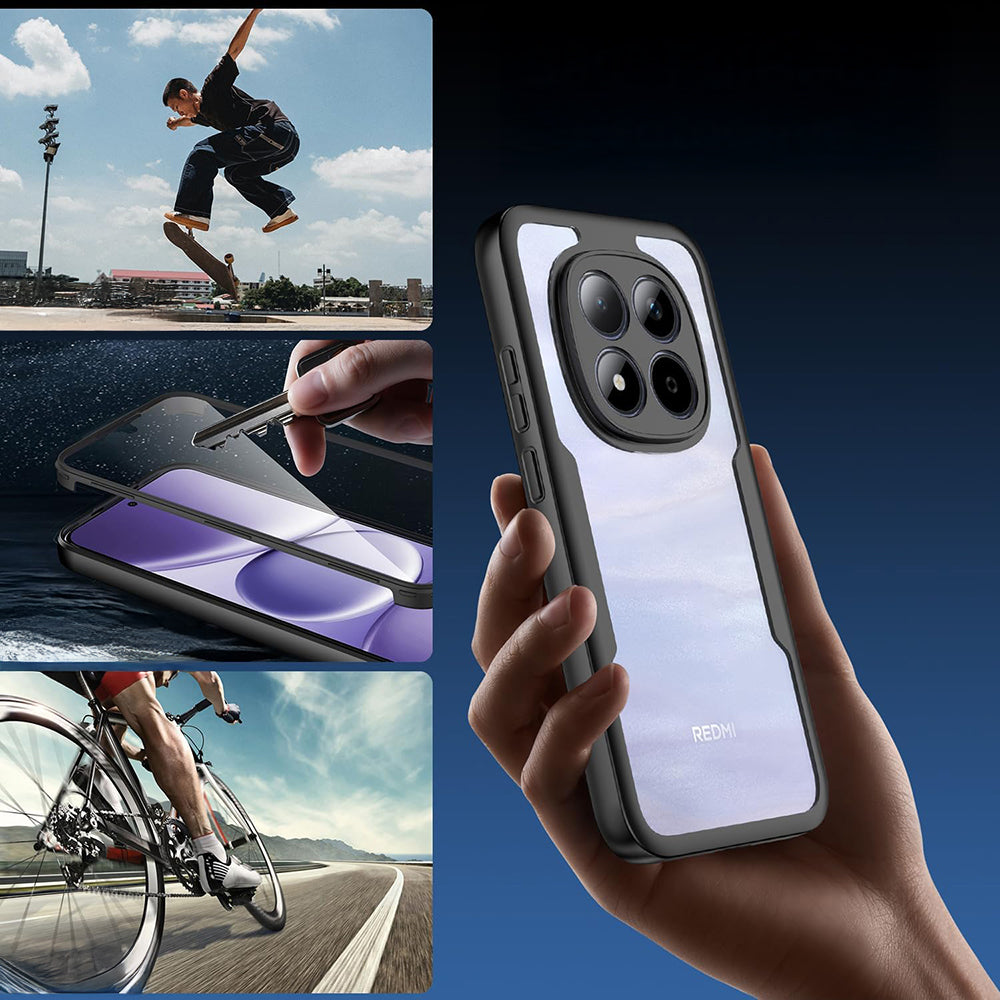 Handyhülle 360° mit Displayschutz für Xiaomi Redmi Note 15 Pro Plus 5G / POCO M8 Pro 5G, Techsuit ColorVerse, Transparent mit schwarzen Rahmen