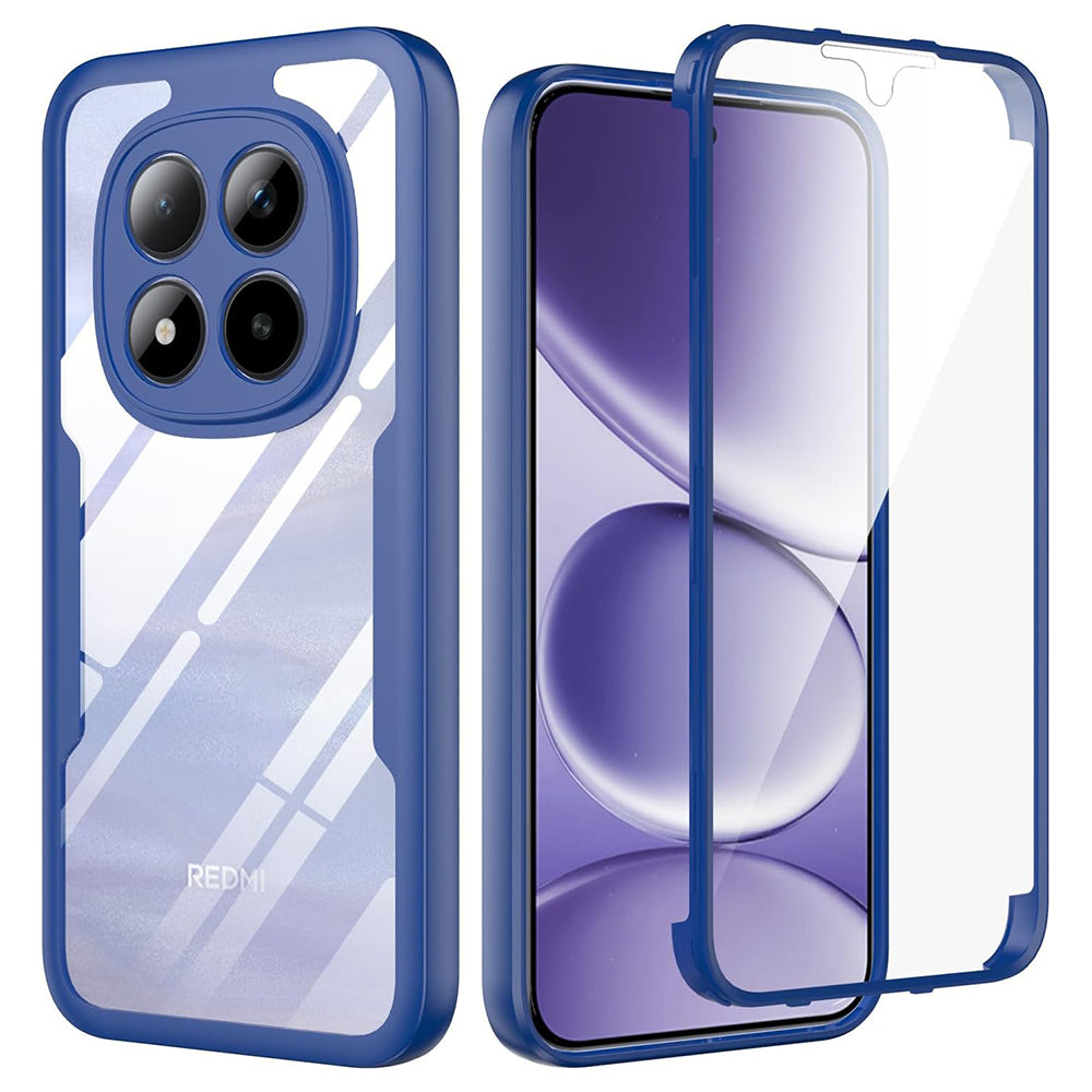 Handyhülle 360° mit Displayschutz für Xiaomi Redmi Note 15 Pro Plus 5G / POCO M8 Pro 5G, Techsuit ColorVerse, Transparent und Dunkelblau