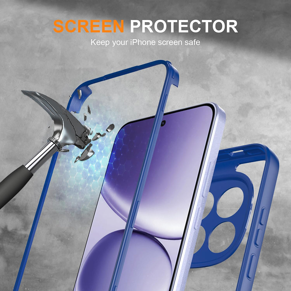Handyhülle 360° mit Displayschutz für Xiaomi Redmi Note 15 Pro Plus 5G / POCO M8 Pro 5G, Techsuit ColorVerse, Transparent und Dunkelblau