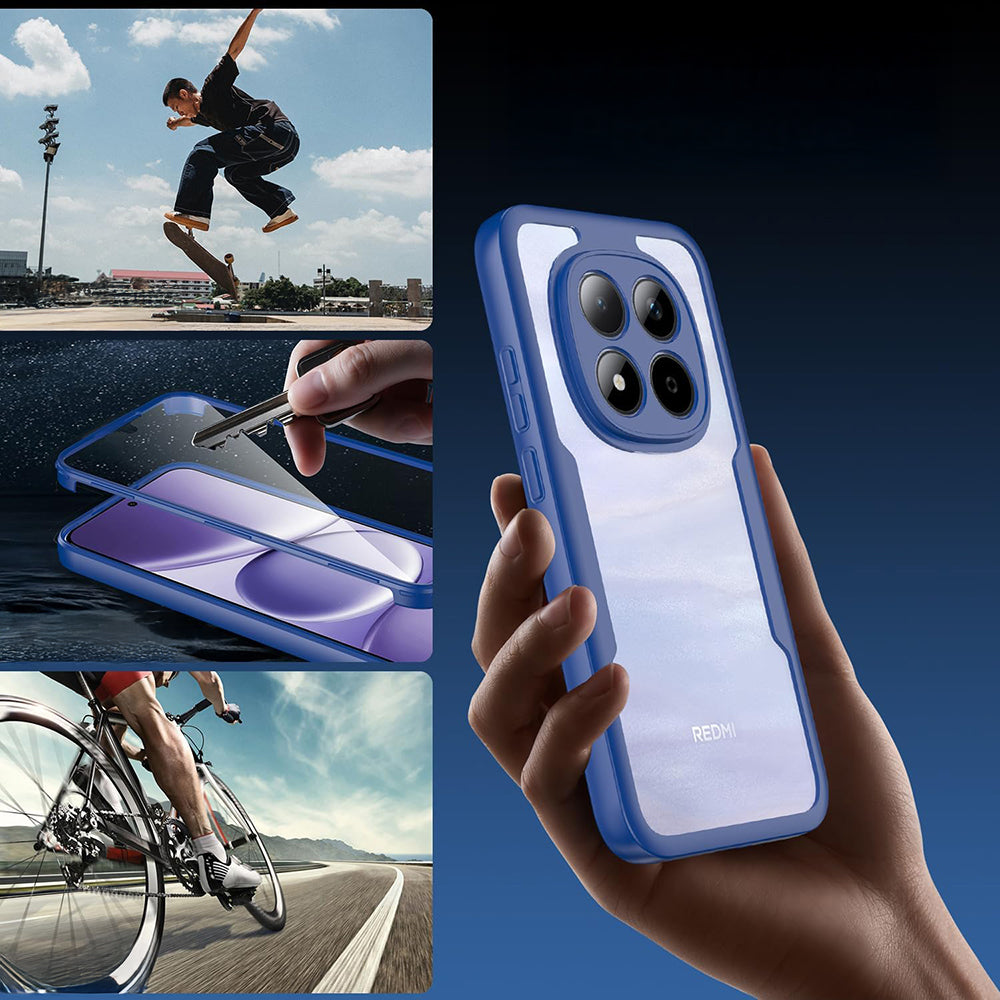 Handyhülle 360° mit Displayschutz für Xiaomi Redmi Note 15 Pro Plus 5G / POCO M8 Pro 5G, Techsuit ColorVerse, Transparent und Dunkelblau