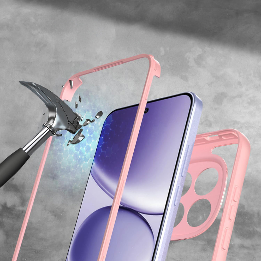 Handyhülle 360° mit Displayschutz für Xiaomi Redmi Note 15 Pro Plus 5G / POCO M8 Pro 5G, Techsuit ColorVerse, Transparent und Rosa