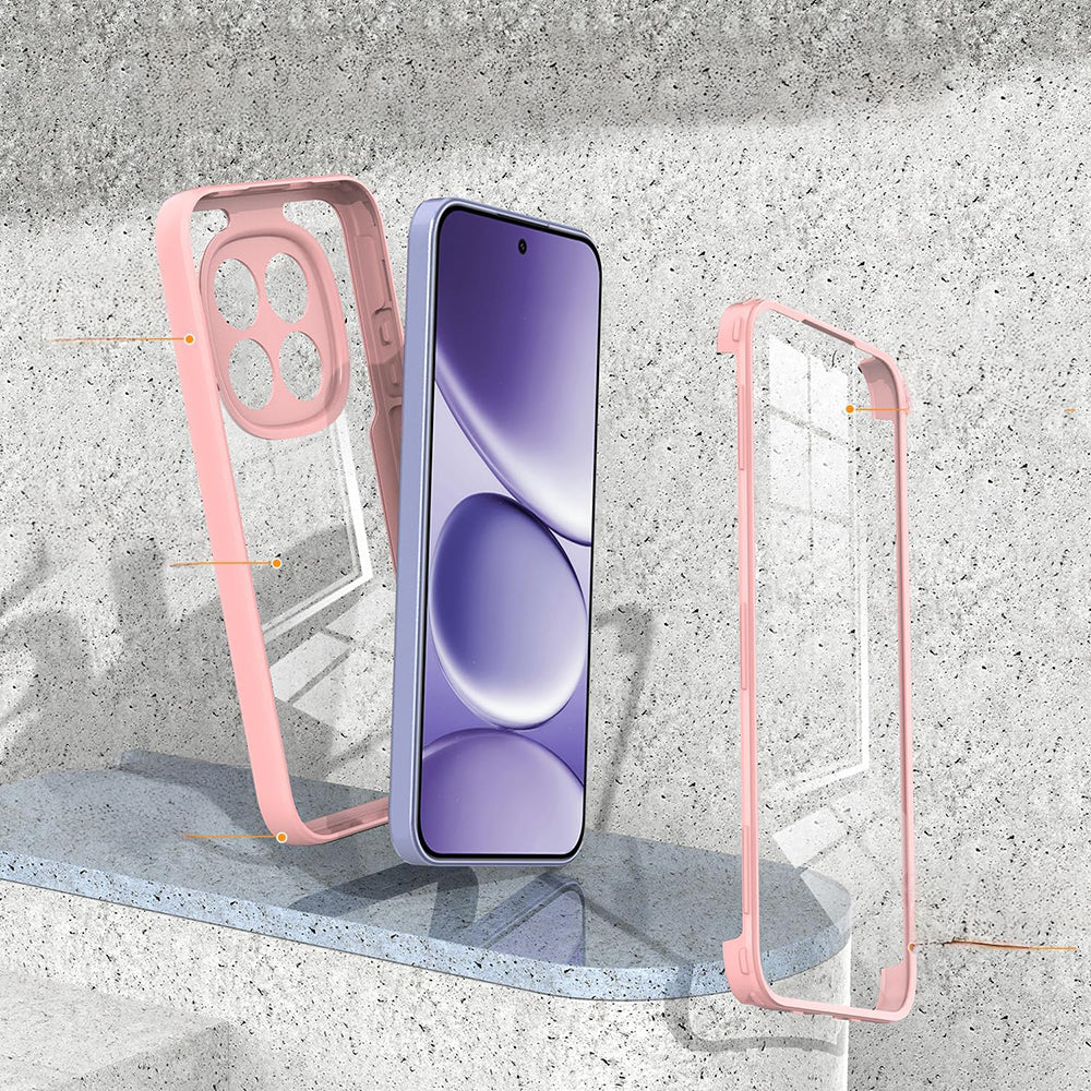Handyhülle 360° mit Displayschutz für Xiaomi Redmi Note 15 Pro Plus 5G / POCO M8 Pro 5G, Techsuit ColorVerse, Transparent und Rosa