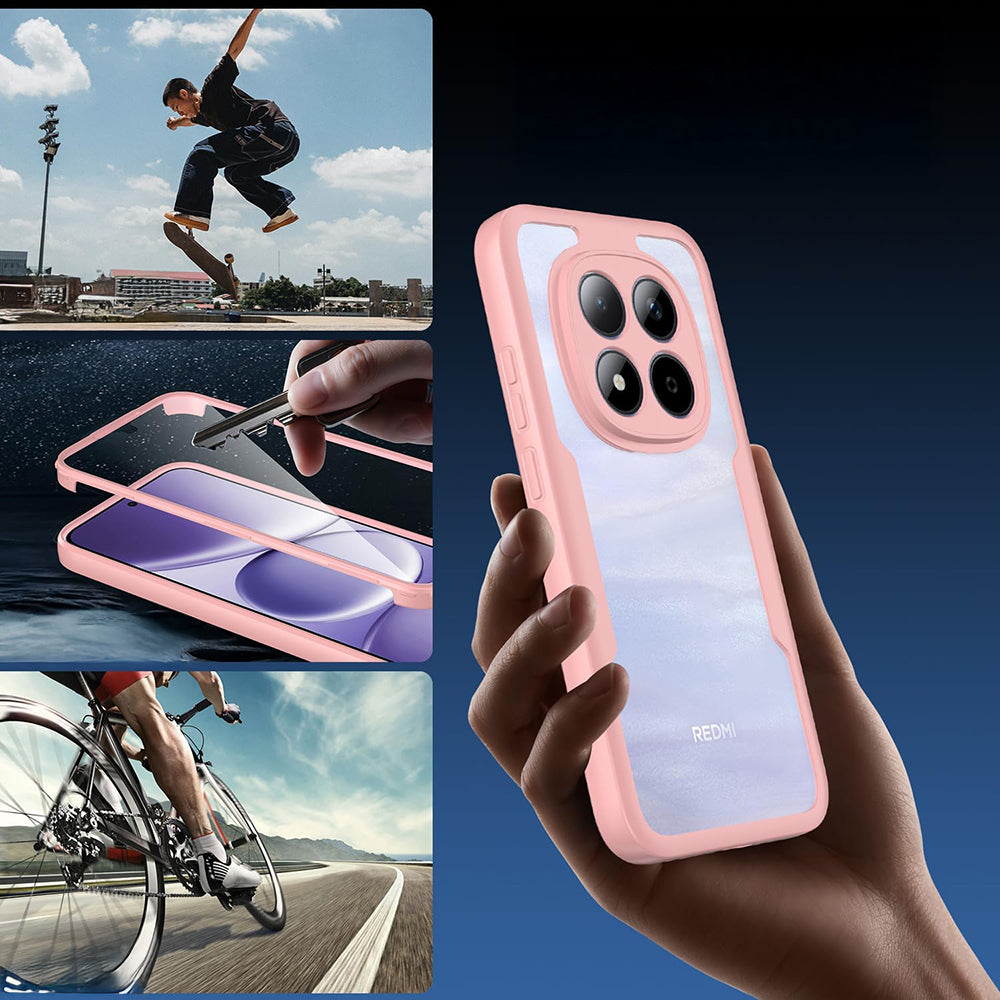Handyhülle 360° mit Displayschutz für Xiaomi Redmi Note 15 Pro Plus 5G / POCO M8 Pro 5G, Techsuit ColorVerse, Transparent und Rosa