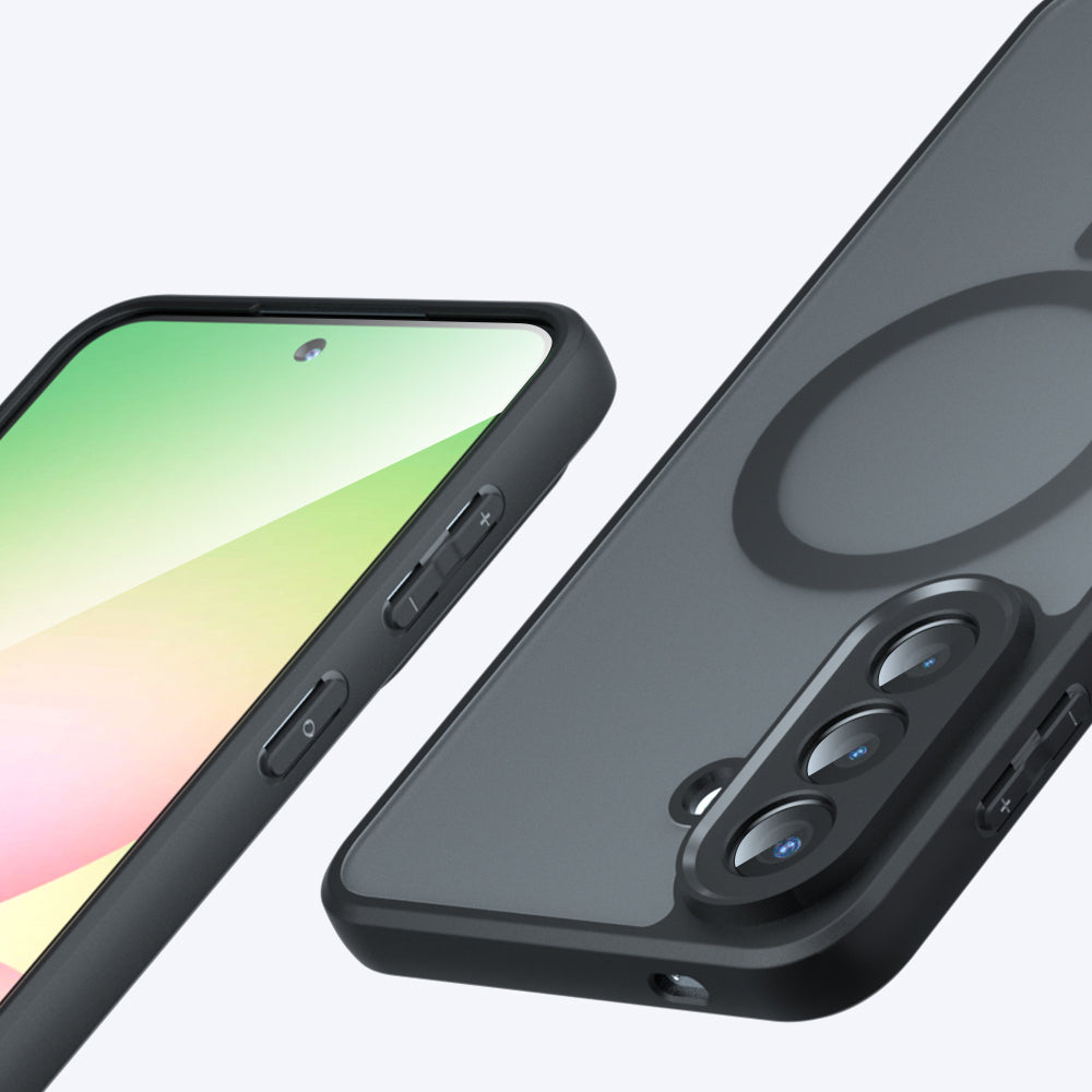 Handyhülle für Galaxy A57 5G, Techsuit PureFrost MagSafe, Durchscheinend mit schwarzen Rahmen