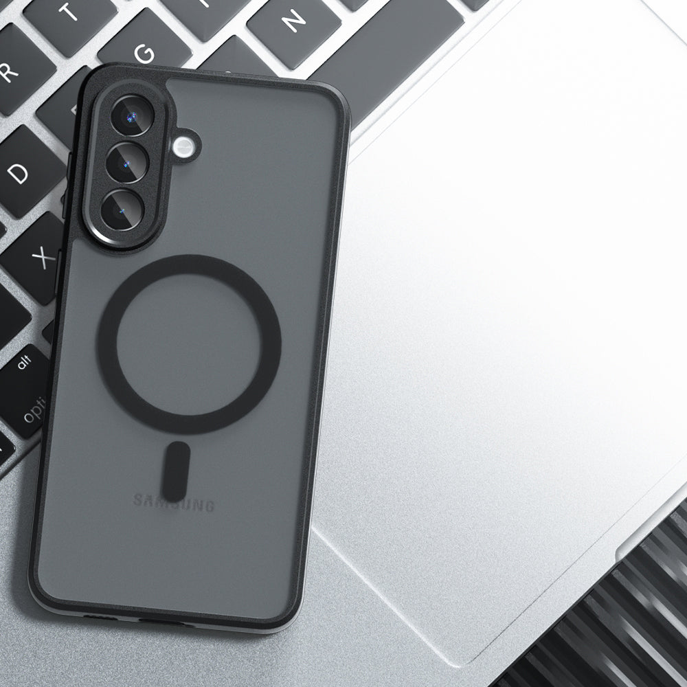 Handyhülle für Galaxy A57 5G, Techsuit PureFrost MagSafe, Durchscheinend mit schwarzen Rahmen