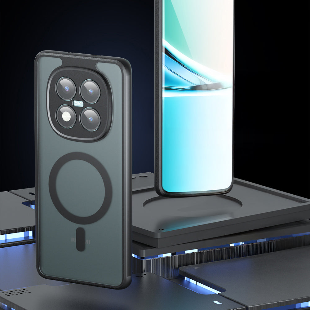 Handyhülle für Xiaomi Redmi Note 15 Pro Plus 5G / POCO M8 Pro 5G, Techsuit PureFrost MagSafe, Durchscheinend mit schwarzen Rahmen