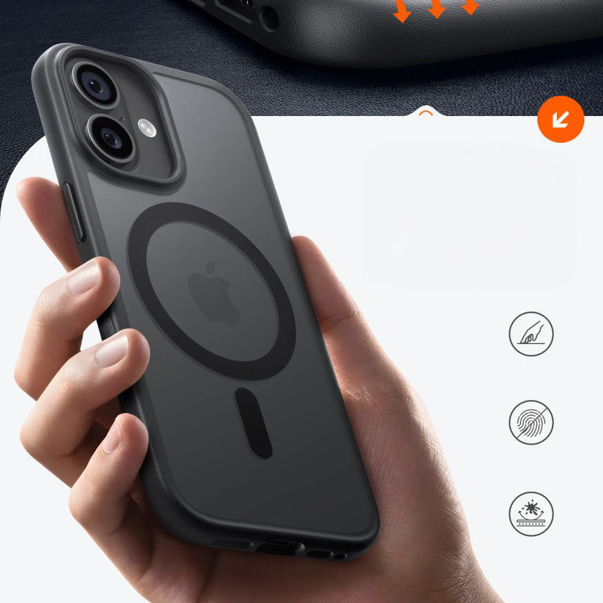 Handyhülle für iPhone 17, Torras Guardian-Mag mit MagSafe, Durchscheinend mit schwarzen Rahmen