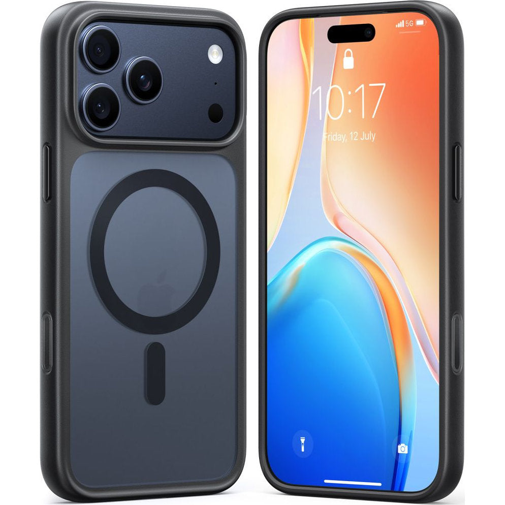 Handyhülle für iPhone 17 Pro, Torras Guardian-Mag mit MagSafe, Durchscheinend mit schwarzen Rahmen