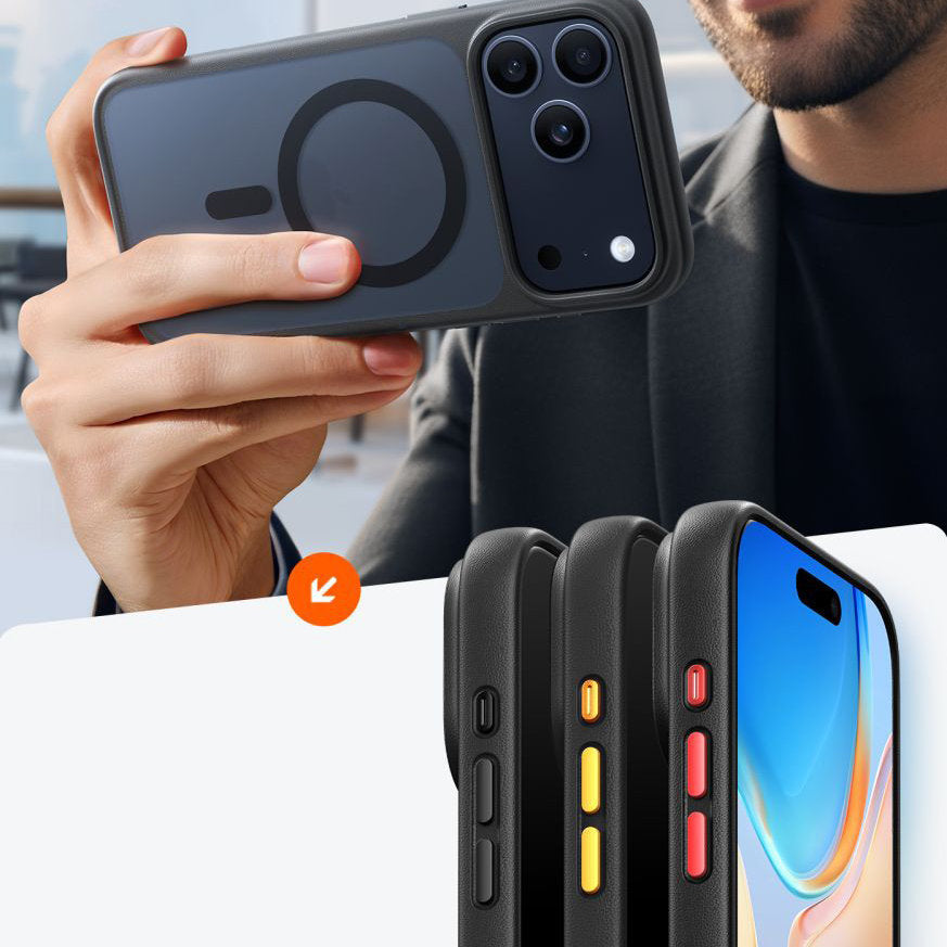 Handyhülle für iPhone 17 Pro, Torras Guardian-Mag mit MagSafe, Durchscheinend mit schwarzen Rahmen