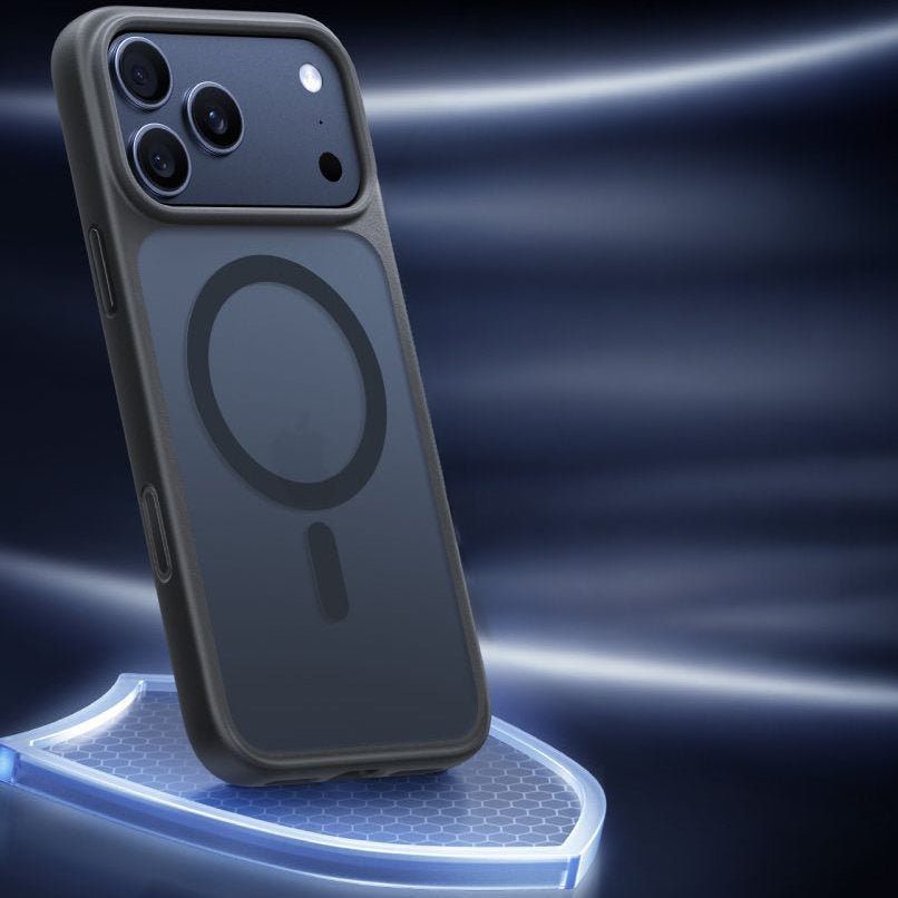 Handyhülle für iPhone 17 Pro, Torras Guardian-Mag mit MagSafe, Durchscheinend mit schwarzen Rahmen