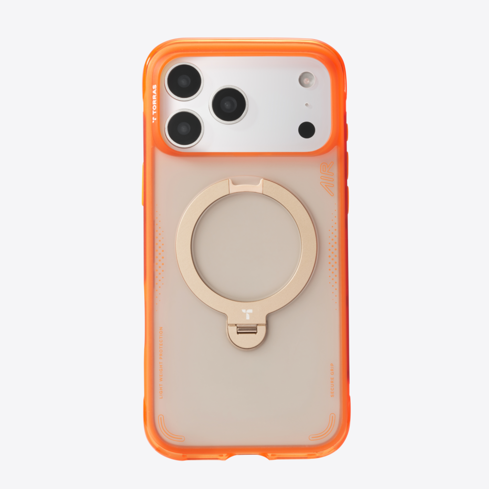 Handyhülle mit 360° drehbarem Standfuß mit MagSafe für iPhone 17 Pro, Torras Ostand Q3 Air, Orange