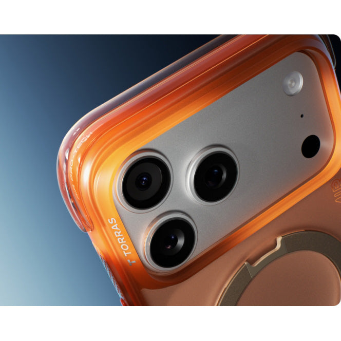Handyhülle mit 360° drehbarem Standfuß mit MagSafe für iPhone 17 Pro, Torras Ostand Q3 Air, Orange