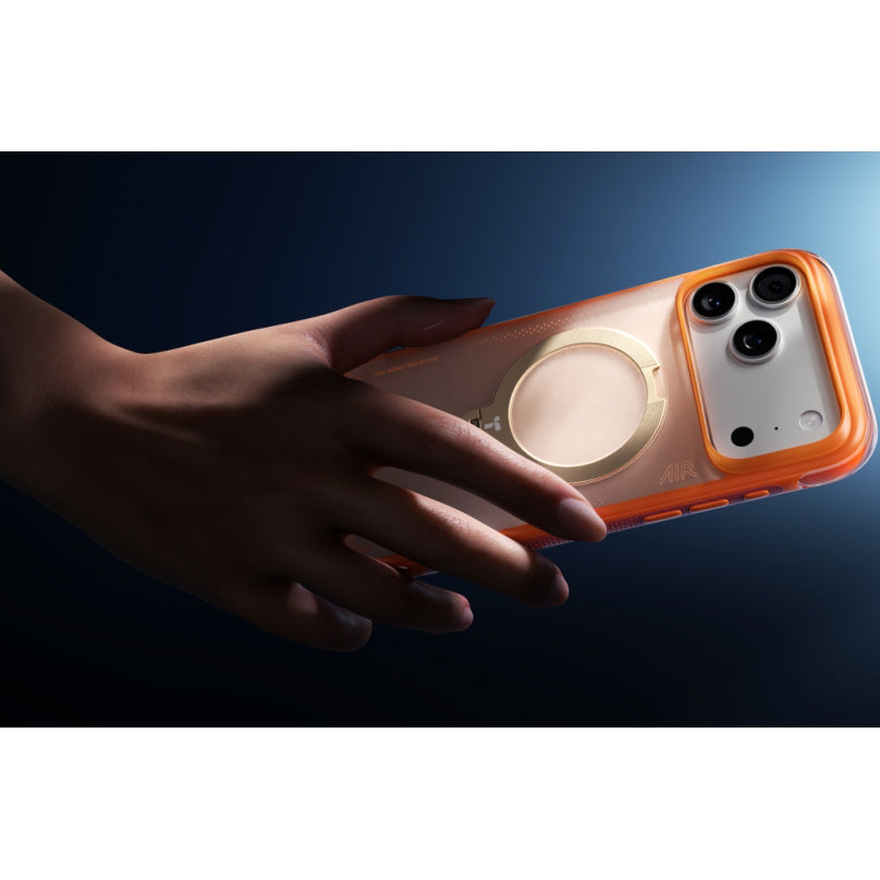 Handyhülle mit 360° drehbarem Standfuß mit MagSafe für iPhone 17 Pro, Torras Ostand Q3 Air, Orange