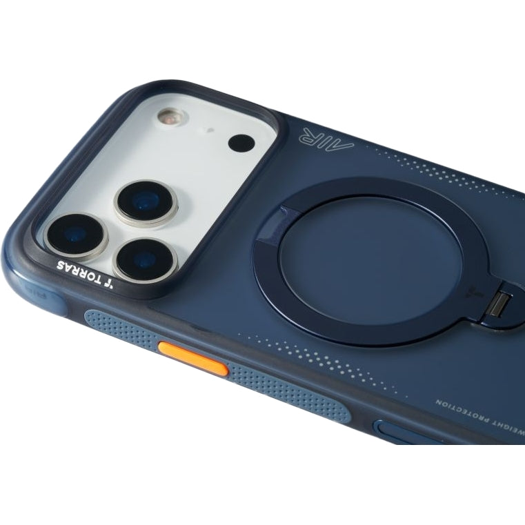 Handyhülle mit 360° drehbarem Standfuß mit MagSafe für iPhone 17 Pro, Torras Ostand Q3 Air, Blau