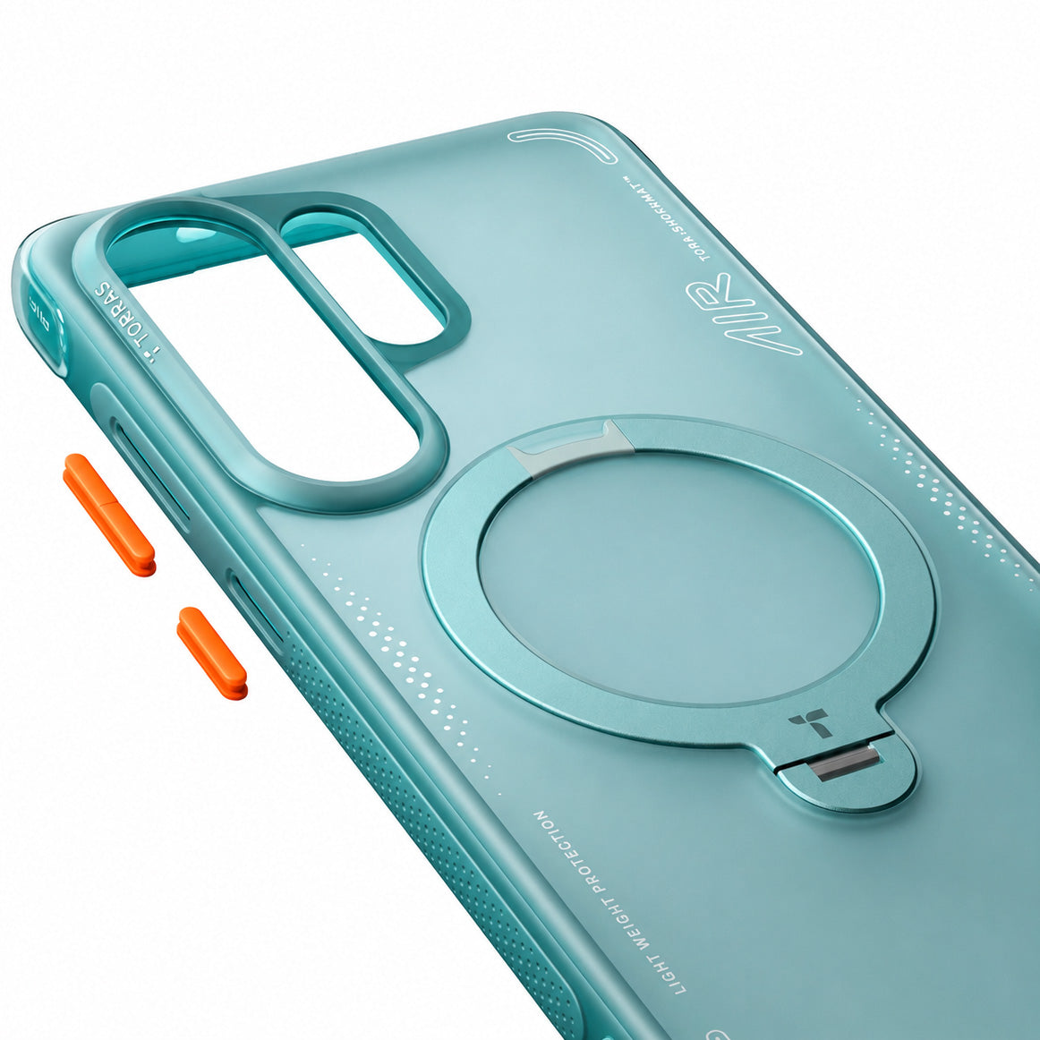 Handyhülle mit 360° drehbarem Standfuß für Galaxy S26 Ultra, Torras Ostand Q3 Air mit MagSafe, Türkis