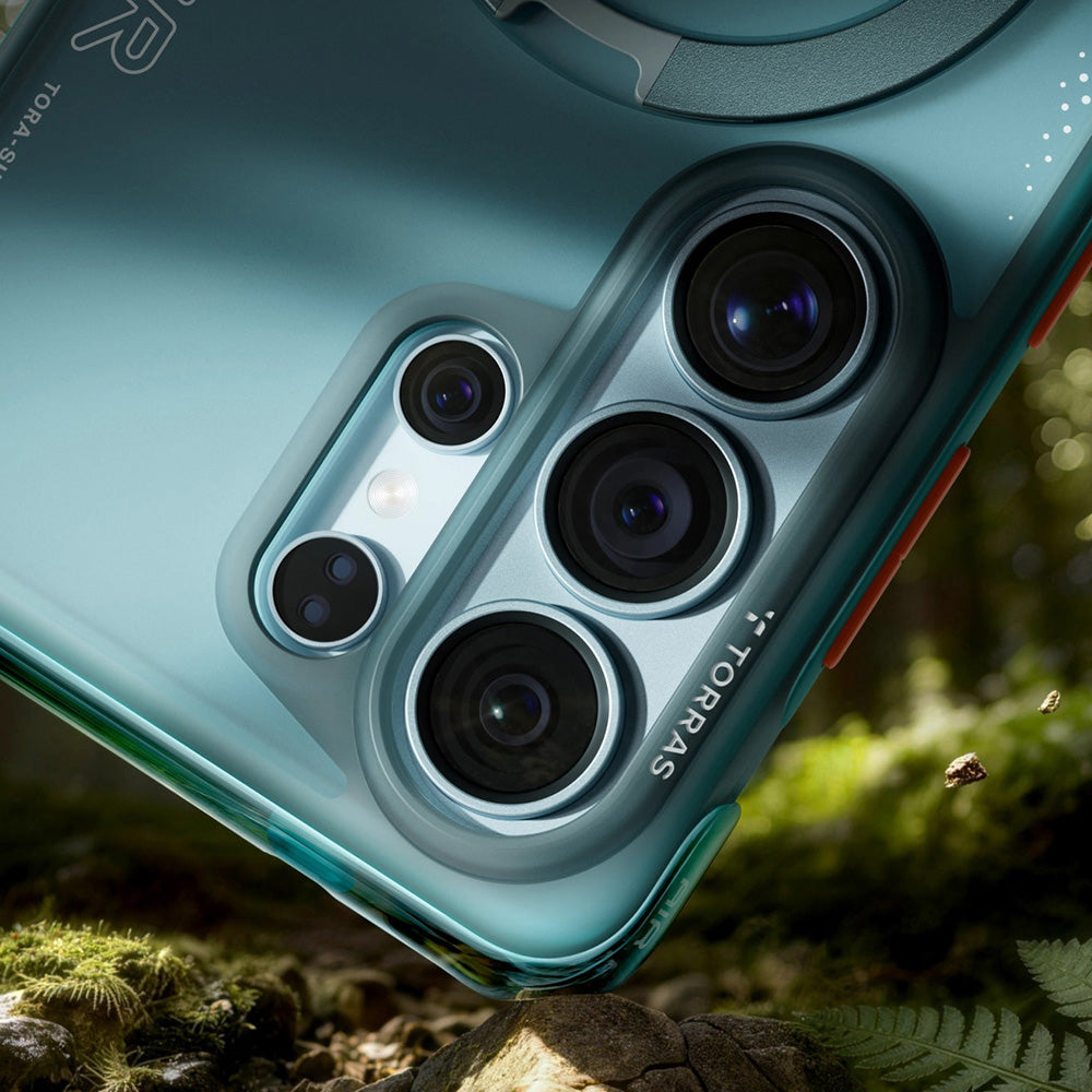 Handyhülle mit 360° drehbarem Standfuß für Galaxy S26 Ultra, Torras Ostand Q3 Air mit MagSafe, Türkis