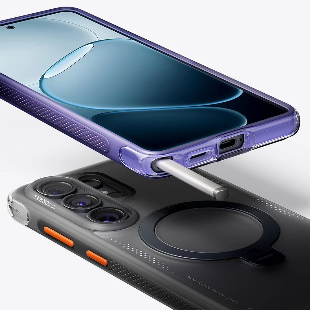 Handyhülle mit 360° drehbarem Standfuß für Galaxy S26 Ultra, Torras Ostand Q3 Air mit MagSafe, Violett