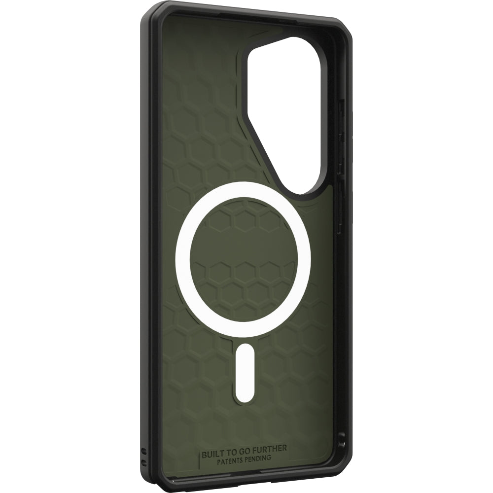 Gepanzerte Handyhülle für Galaxy S26 Ultra, Urban Armor Gear Civilian LT mit MagSafe, Olivgrün mit schwarzen Rahmen