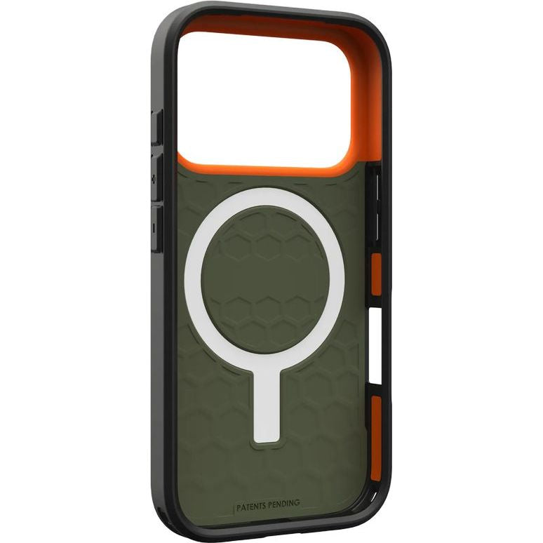 Handyhülle für iPhone 18 Pro / 17 Pro, UAG Civilian Mag mit MagSafe, Grün mit Orange