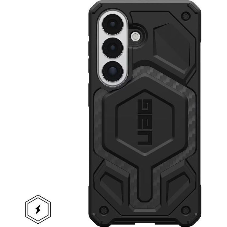 Handyhülle für Galaxy S26, Urban Armor Gear Monarch Pro Mag mit MagSafe, Schwarz mit Kohlefaser