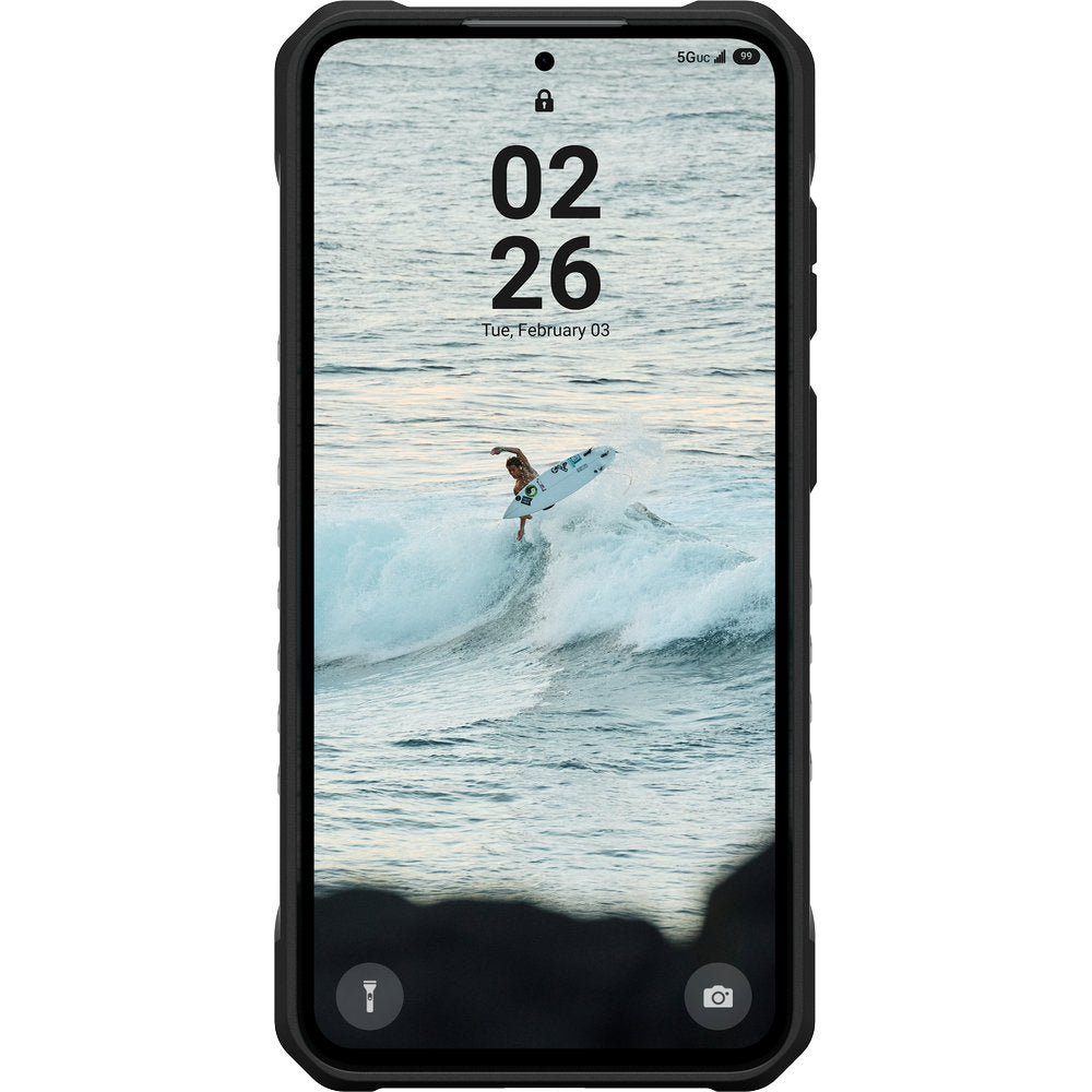 Handyhülle für Galaxy S26 FE, Urban Armor Gear Pathfinder Clear mit MagSafe, Durchscheinend-Schwarz (13/16)