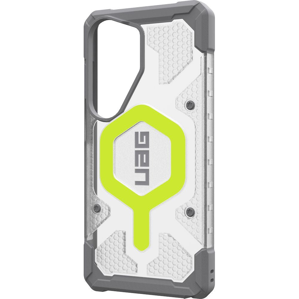 Handyhülle mit Armband für Galaxy S26 Ultra, Urban Armor Gear Pathfinder Clear Mag Bundle mit MagSafe, Transparent und Grau mit grünem Element