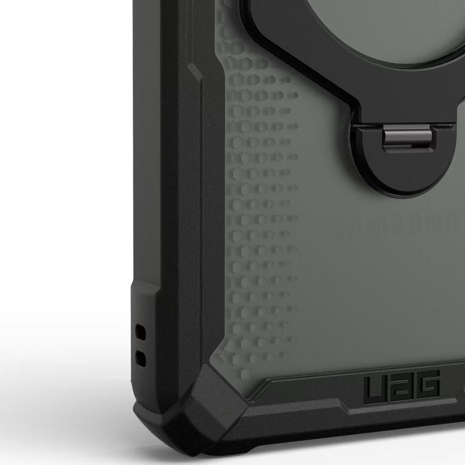 Handyhülle für Galaxy S26 Ultra, Urban Armor Gear Plasma XTE 360 Mag mit MagSafe, Durchscheinend und Schwarz mit gelbem Element