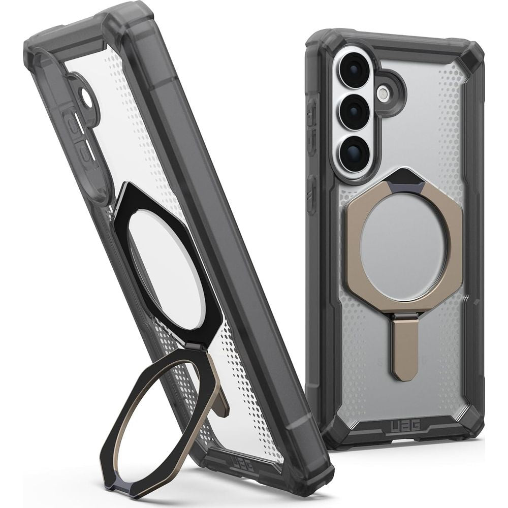 Handyhülle für Galaxy S26 Plus, Urban Armor Gear Plasma XTE Mag mit MagSafe, Transparent und Grau mit titan Element