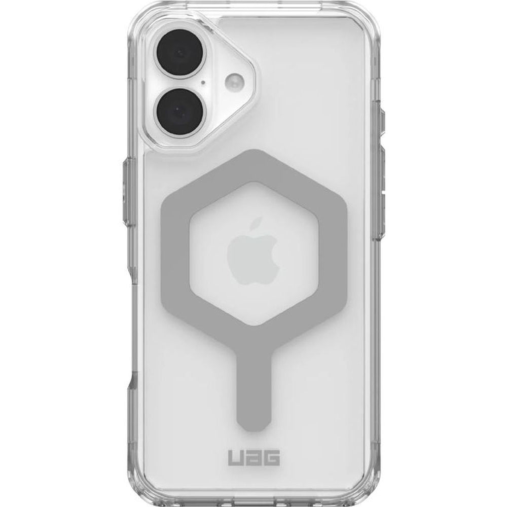 Handyhülle für iPhone 16, Urban Armor Gear Plyo Mag mit MagSafe, Transparent und Weiß