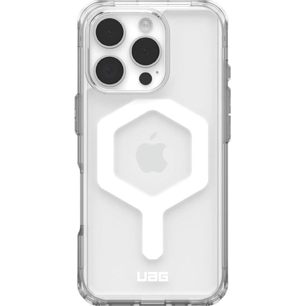 Handyhülle für iPhone 16 Pro, Urban Armor Gear Plyo Mag mit MagSafe, Transparent und Weiß