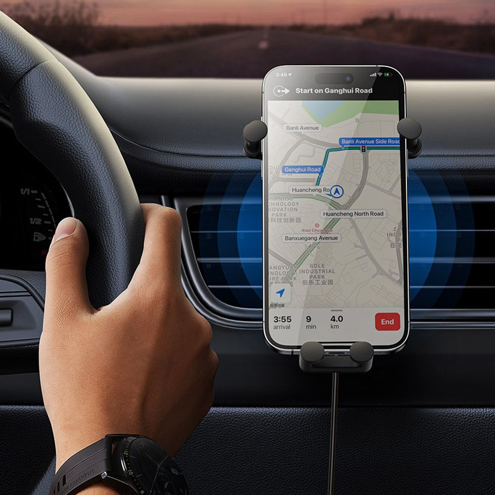 Baseus Stable Gravitational Car Mount Pro mit induktiver Aufladung an den Lüftungsöffnungen, Schwarz