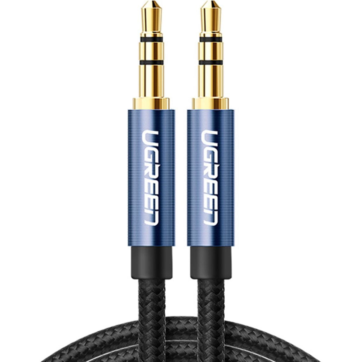 Kabel Ugreen AUX 3,5 mm Mini Jack(2x Stecker), 3m AV112, Schwarz mit blauen Steckern