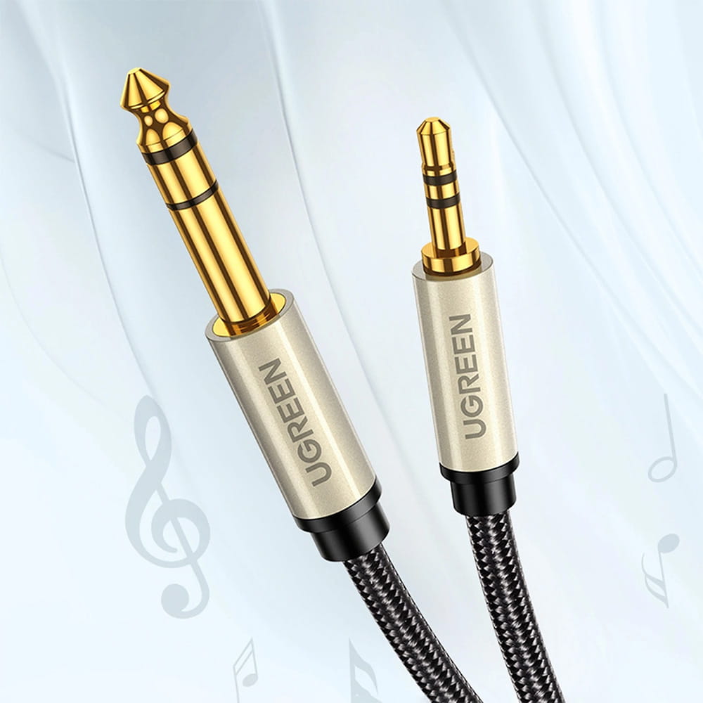 Audiokabel Mini-Jack 3.5mm auf Jack 6.35mm TRS, 5m, Ugreen AV127, Schwarz-Grau